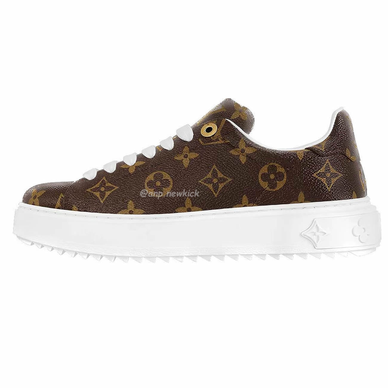 Louis Vuitton Time Out Monogram Leather Cacao Brown White Womens 1a8fjr (1) - newkick.vip