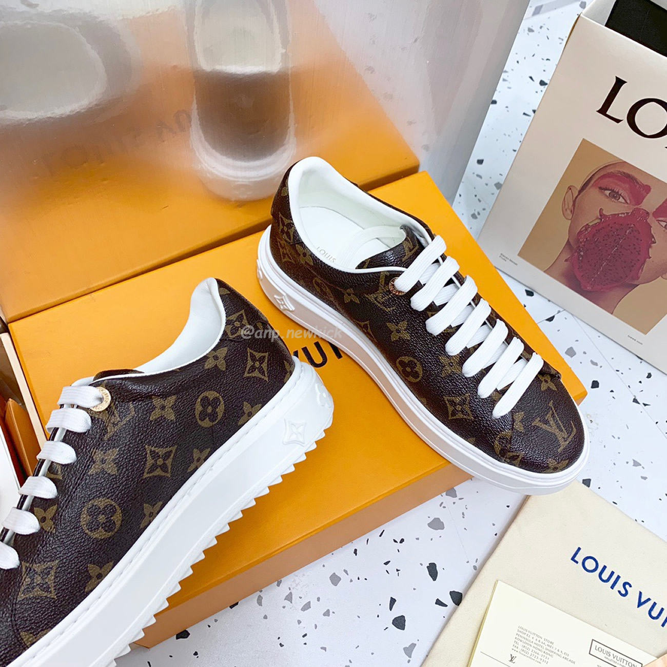 Louis Vuitton Time Out Monogram Leather Cacao Brown White Womens 1a8fjr (5) - newkick.vip