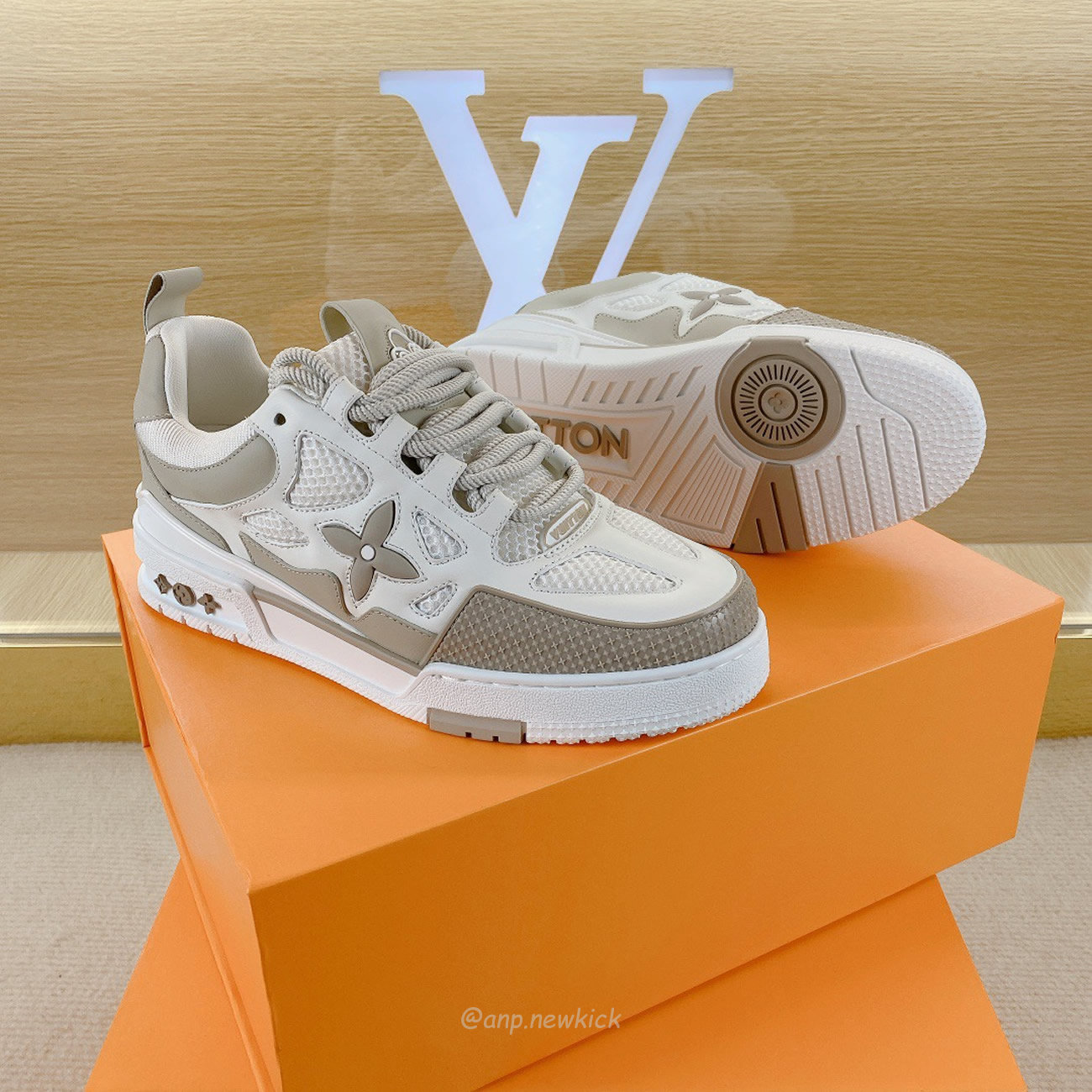 Louis Vuitton Lv Skate Sneaker Beige White 1aarqh (9) - newkick.vip