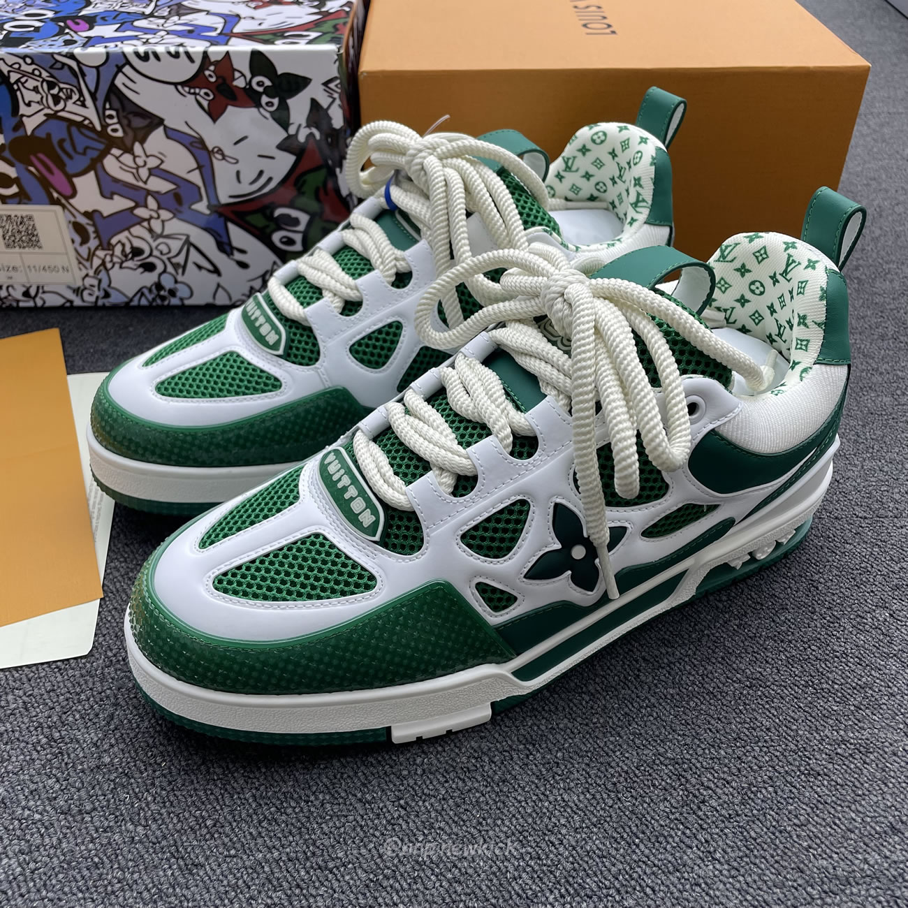 Louis Vuitton Lv Skate Sneaker Green White 1ac520 (10) - newkick.vip