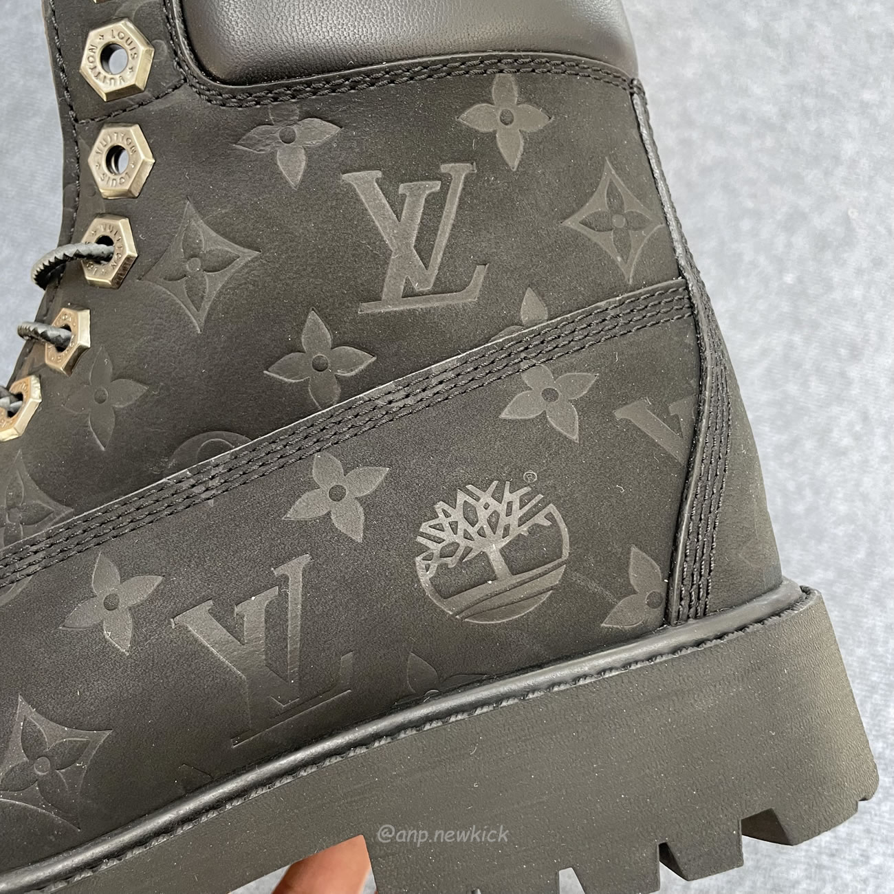 Louis Vuitton Timberland 6 Botín Ankle Boot Black Monogram 1ad73h (2) - newkick.vip