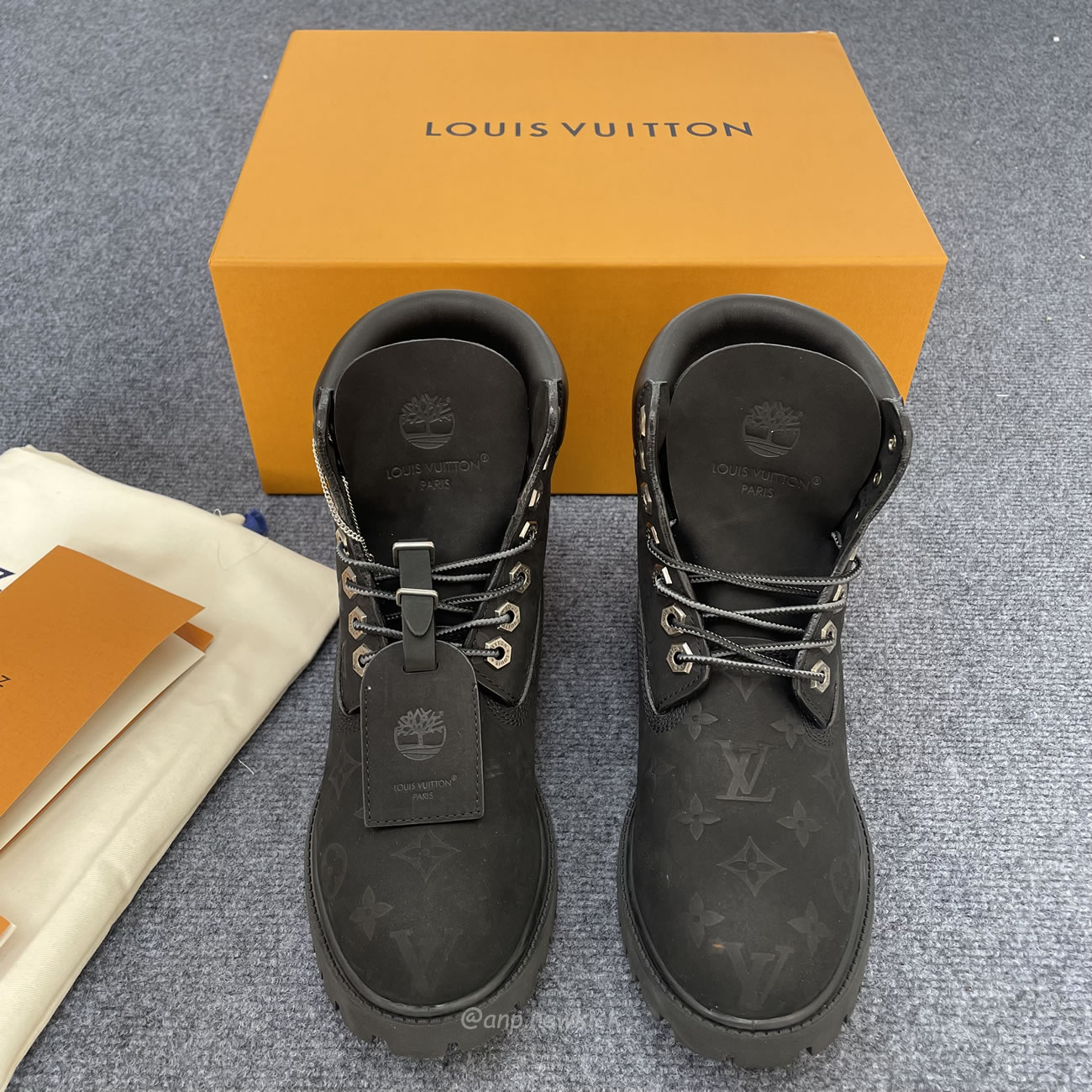 Louis Vuitton Timberland 6 Botín Ankle Boot Black Monogram 1ad73h (3) - newkick.vip