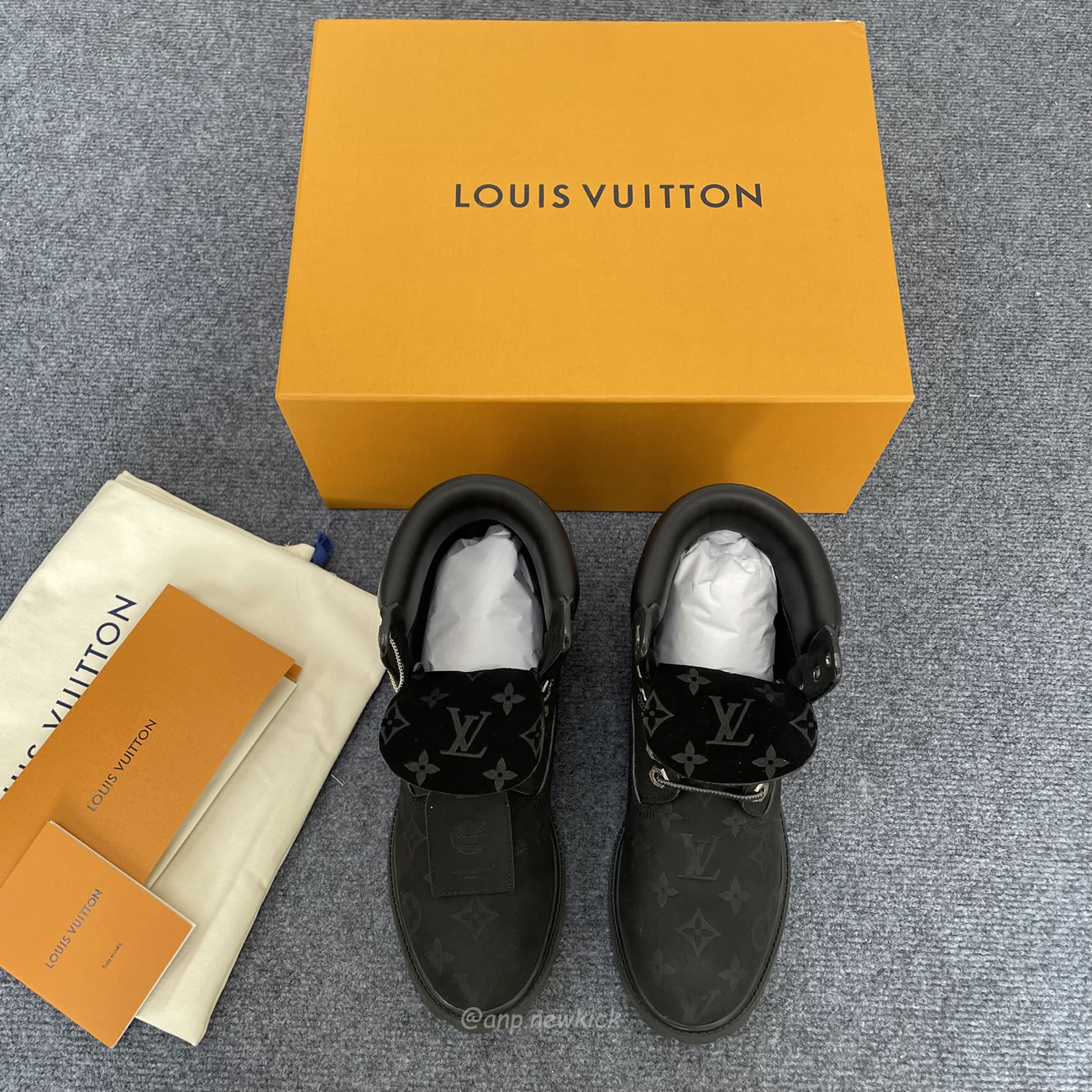 Louis Vuitton Timberland 6 Botín Ankle Boot Black Monogram 1ad73h (4) - newkick.vip