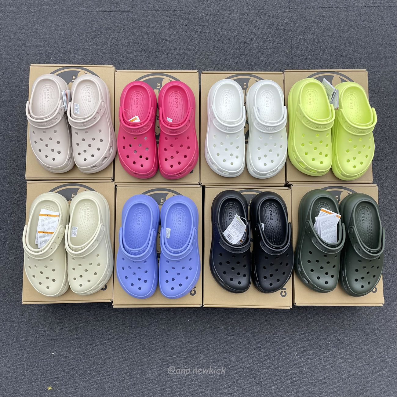 Crocs Classic Crush Clog Bone Multi Black White Green Blue Grey Red Green Dark Green Brown 207521 (11) - newkick.vip