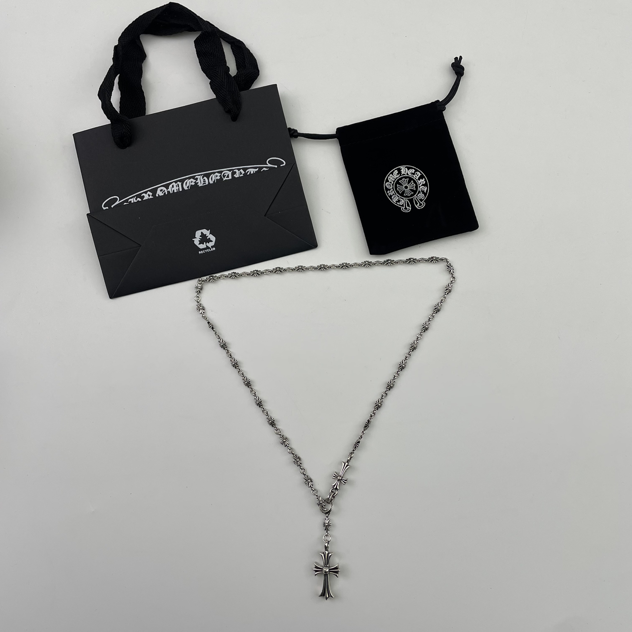 Chrome Hearts Pearl Silver Cross Flower Letter Ball Bracelet (6) - newkick.vip