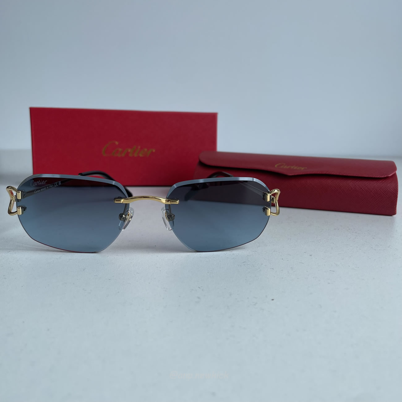 Cartier Ct0468s 58 Blue Gold Sunglasses (3) - newkick.vip