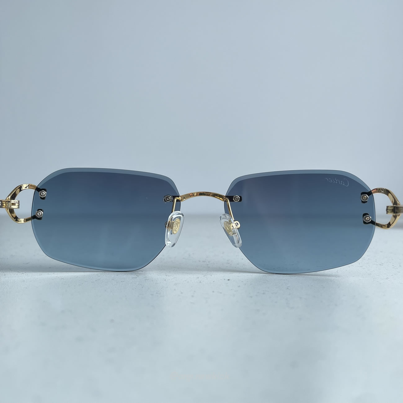 Cartier Ct0468s 58 Blue Gold Sunglasses (6) - newkick.vip