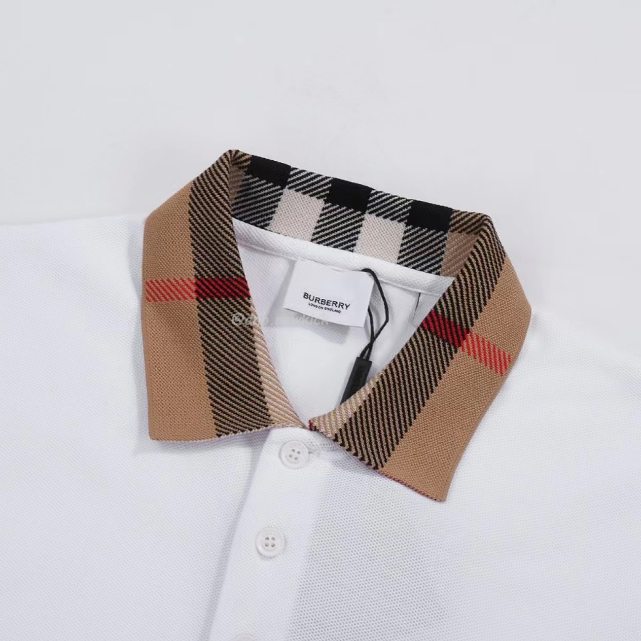 Burberry Polo Shirt Checkered White Black (9) - newkick.vip