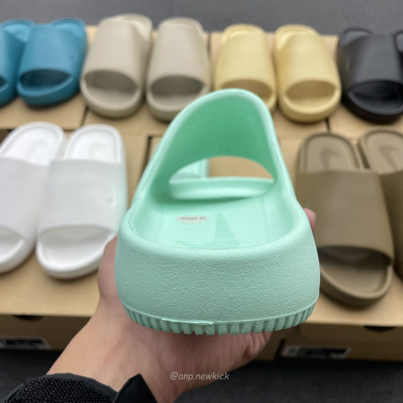 Nike Calm Slide Jade Ice Black Sesame Geode Teal White Brown Dx4816 300 (10) - newkick.vip