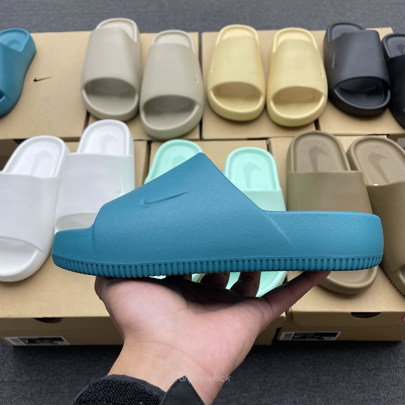 Nike Calm Slide Jade Ice Black Sesame Geode Teal White Brown Dx4816 300 (18) - newkick.vip