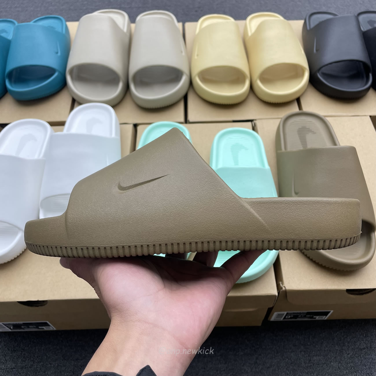 Nike Calm Slide Jade Ice Black Sesame Geode Teal White Brown Dx4816 300 (5) - newkick.vip