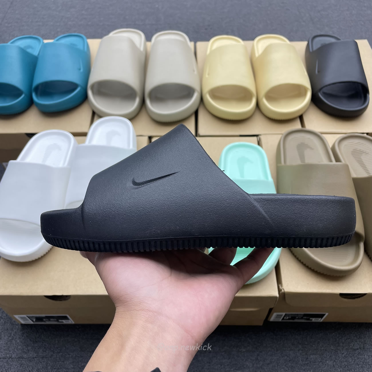 Nike Calm Slide Jade Ice Black Sesame Geode Teal White Brown Dx4816 300 (9) - newkick.vip