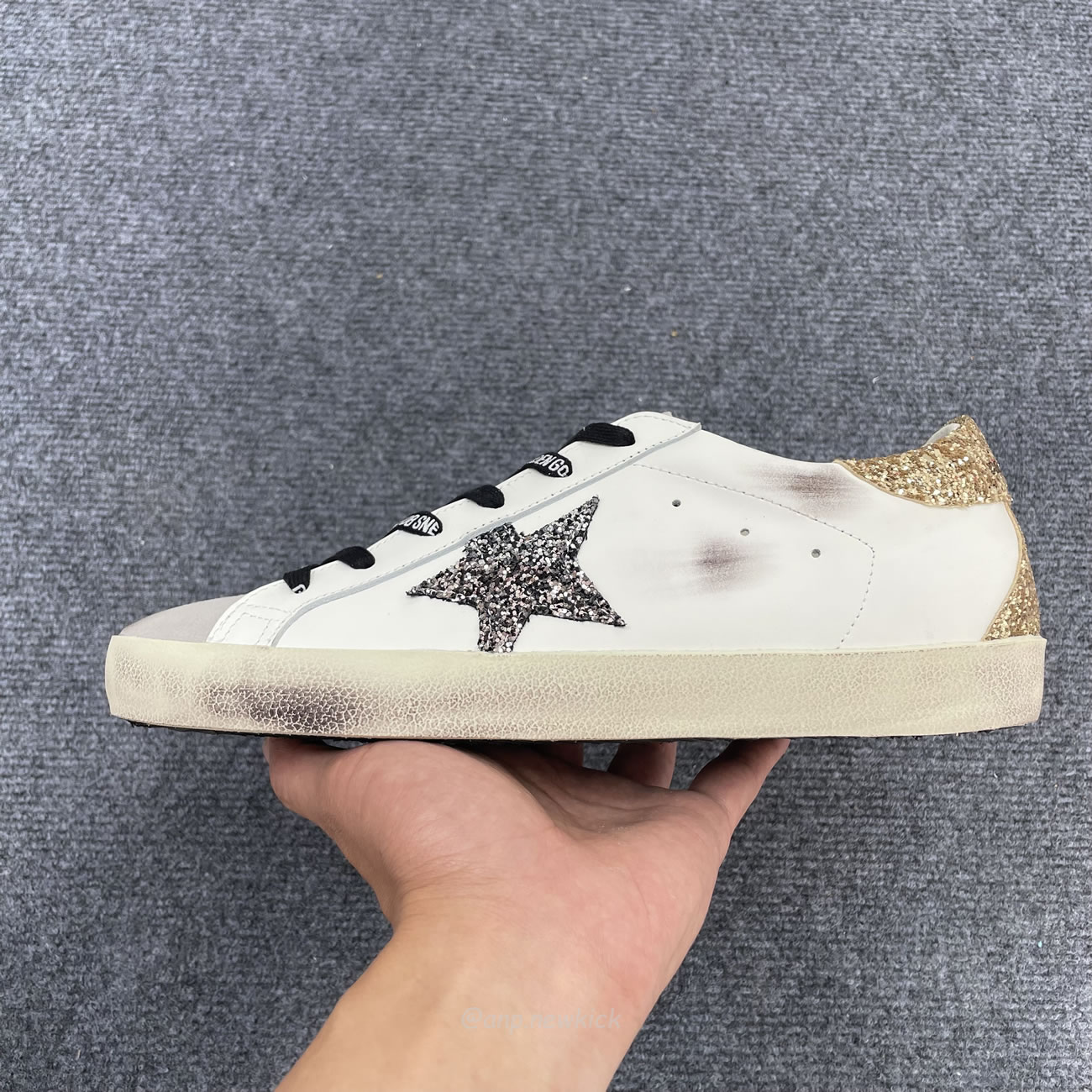 Golden Goose Super Star White Silver Gold Glitter Womens Gwf00102 (3) - newkick.vip