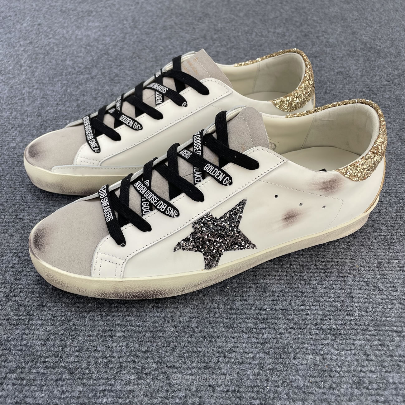 Golden Goose Super Star White Silver Gold Glitter Womens Gwf00102 (5) - newkick.vip