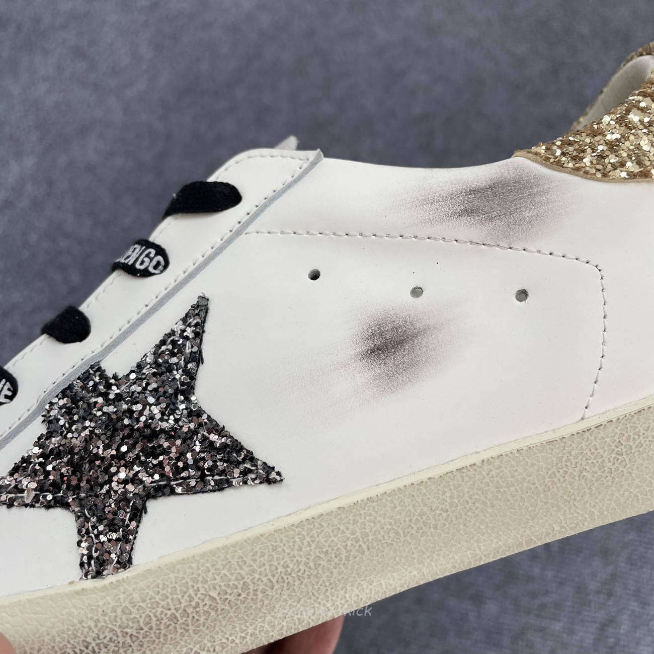 Golden Goose Super Star White Silver Gold Glitter Womens Gwf00102 (8) - newkick.vip