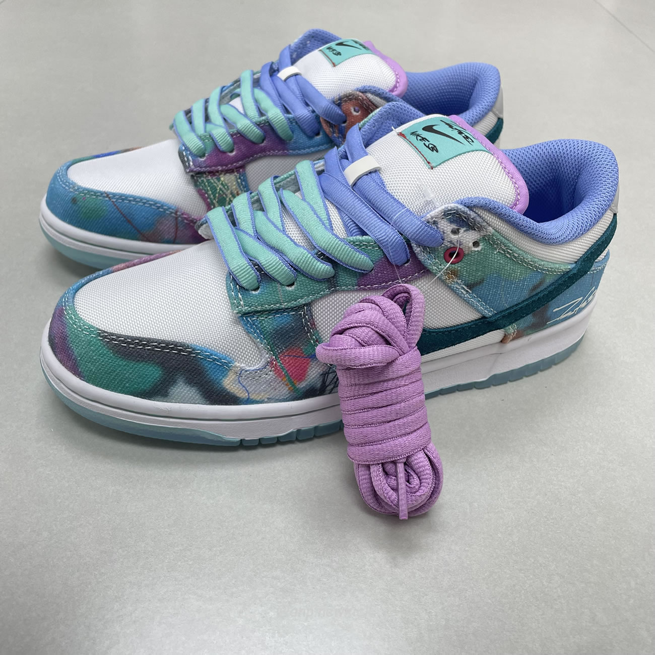 Nike Sb Dunk Low Futura Laboratories Bleached Aqua Hf6061 400 (5) - newkick.vip