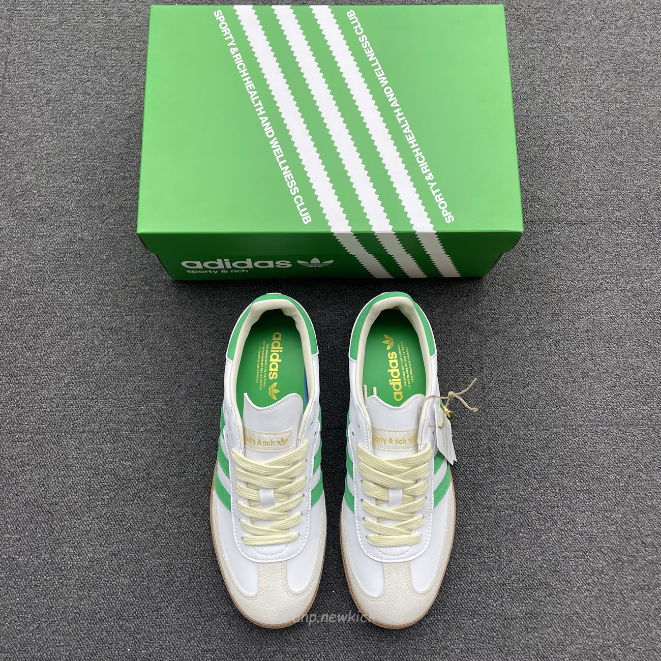 Adidas Samba Og Sporty Rich White Green Hq6075 (6) - newkick.vip