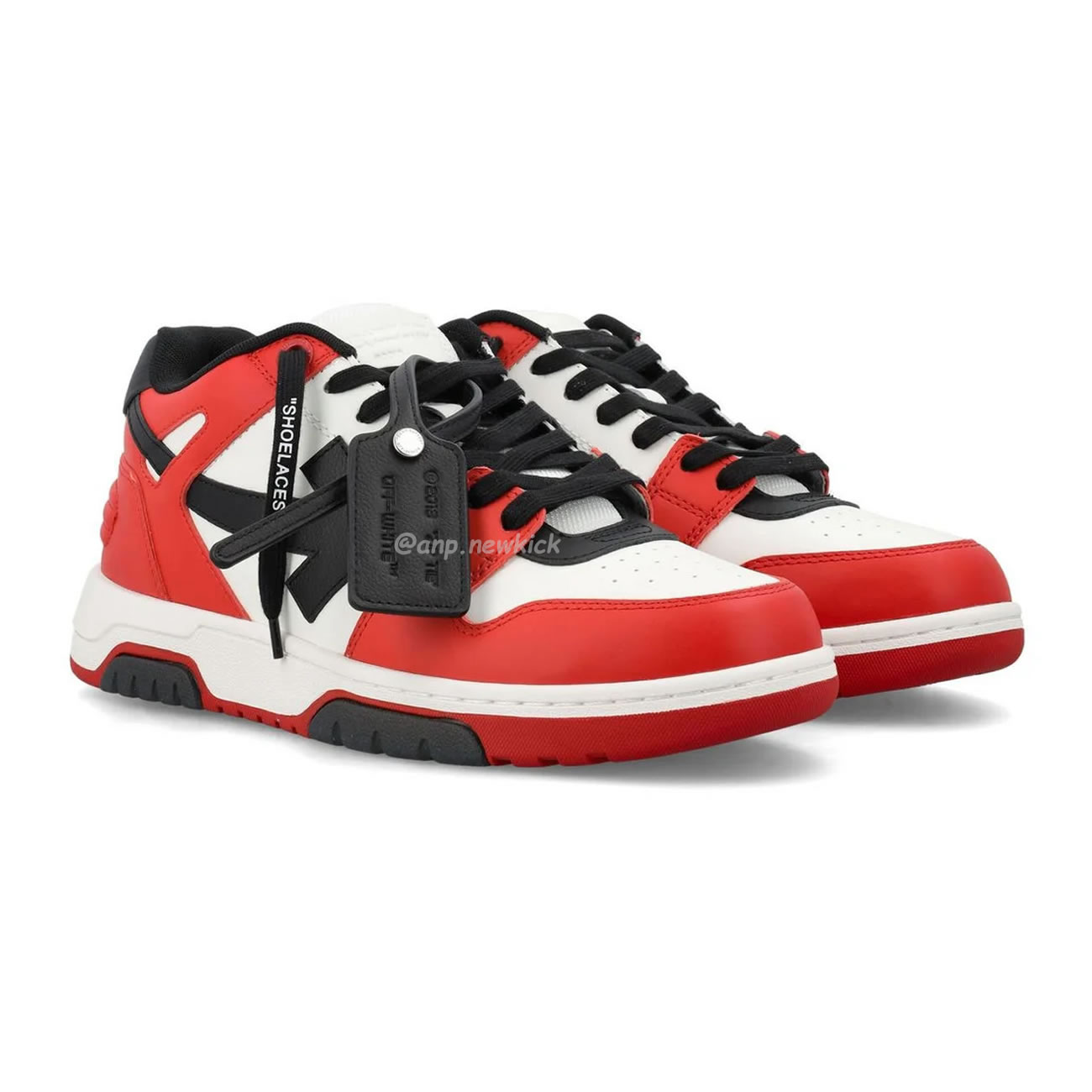 Off White Out Of Office Ooo Low Tops Black White Red Omia189s22lea0012510 (7) - newkick.vip