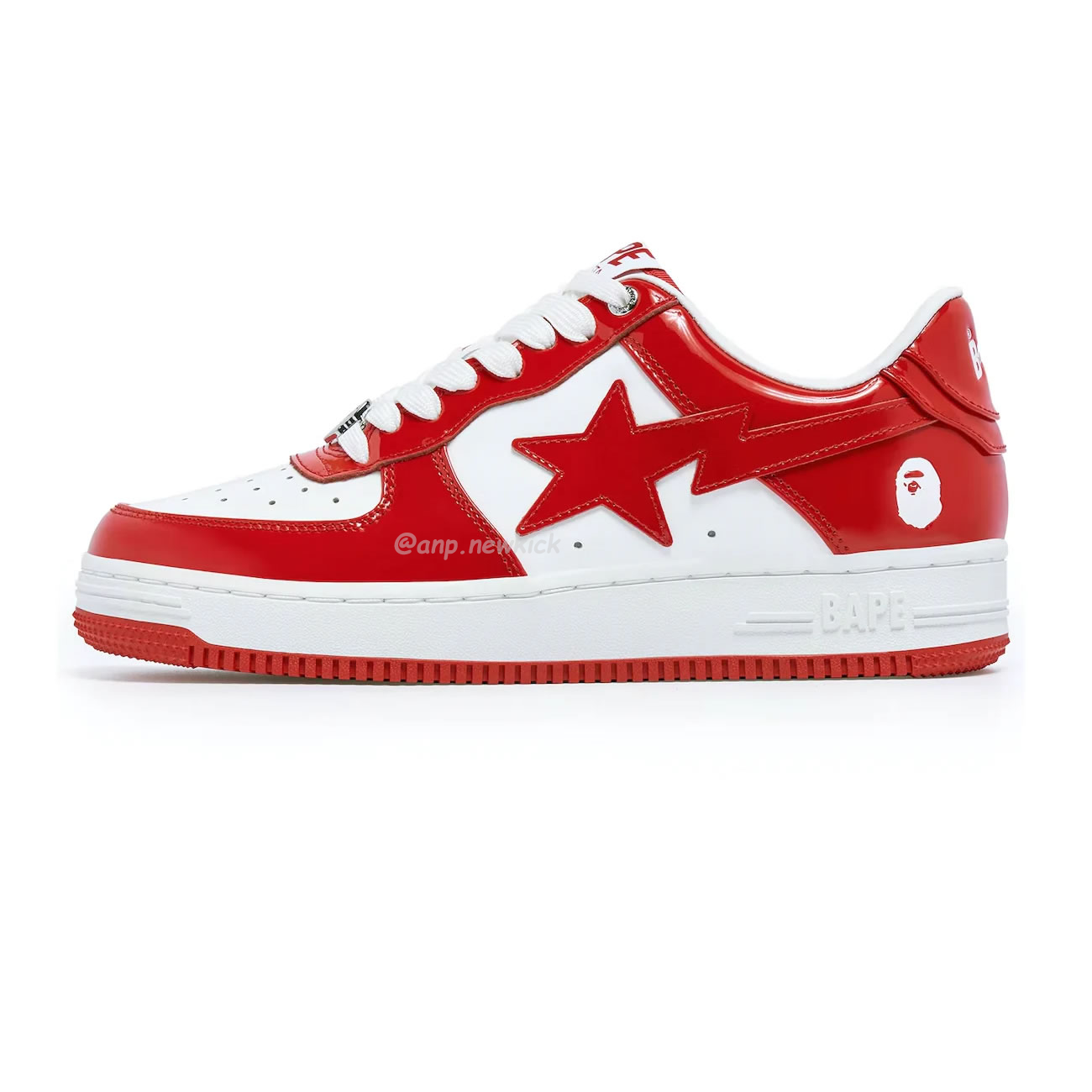 A Bathing Ape Bape Sta Patent Leather White Red 1i70 291 021 (0) - newkick.vip