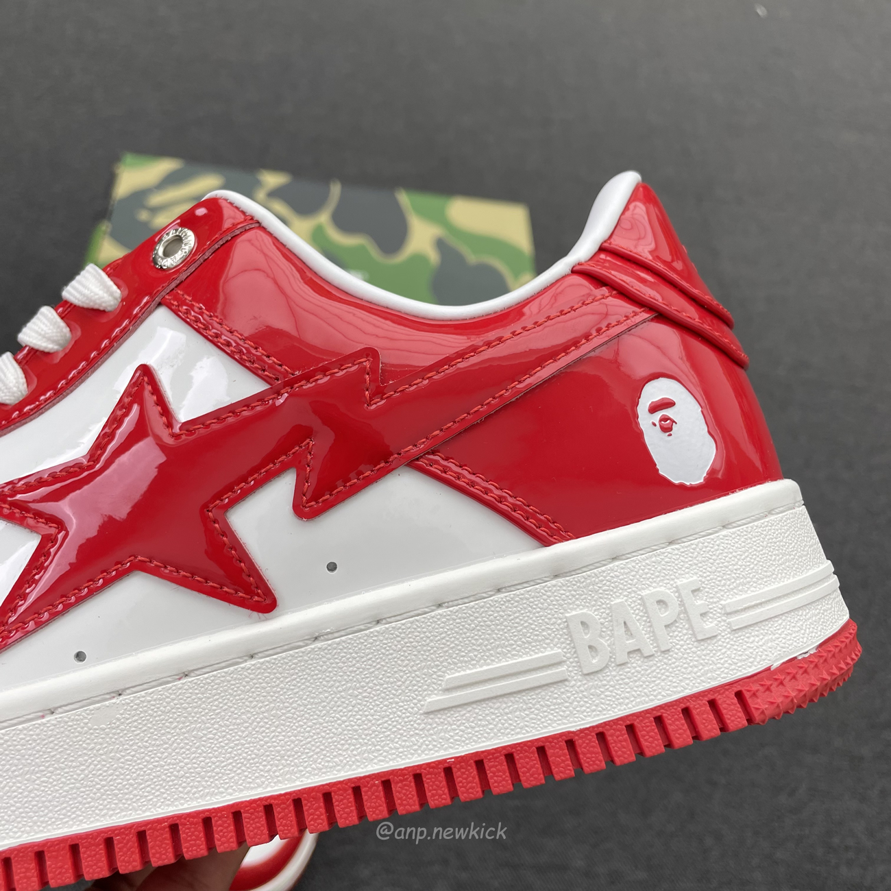 A Bathing Ape Bape Sta Patent Leather White Red 1i70 291 021 (10) - newkick.vip