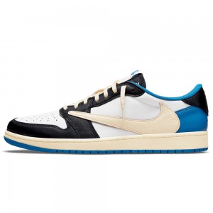 Travis Scott x Air Jordan 1 Retro Low "Military Blue" Collab With Fragment "Cactus Jack Royal" DM7866-140