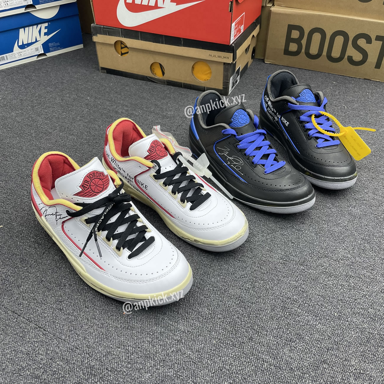 Off-White x Air Jordan 2 Low "White/Red" & "Black/Blue"