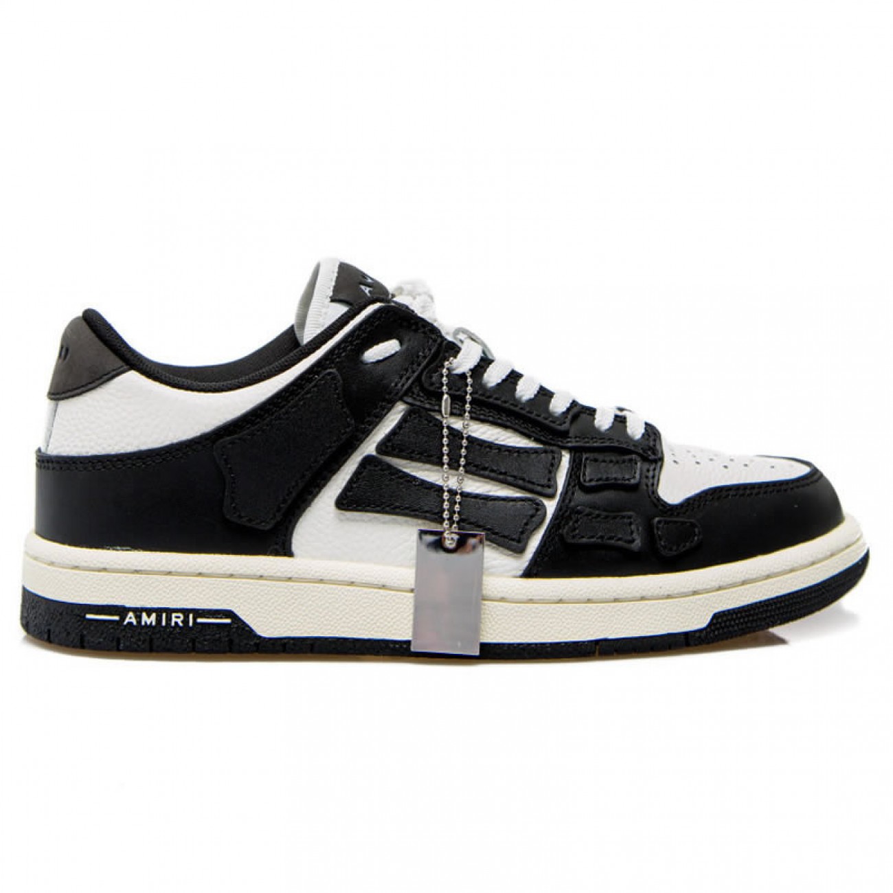 A.M.I.R.I Skel Top Low Leather Sneakers Black White MFS003-004