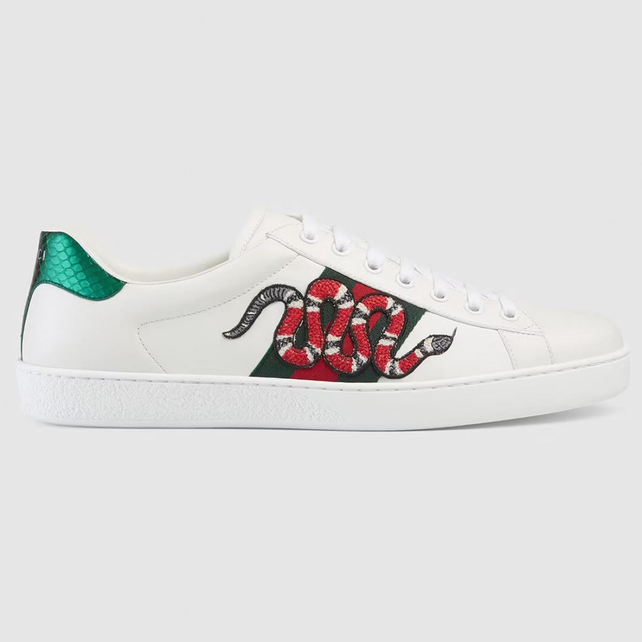 G.U.C.C.I GG White Embroidered Ace Sneaker For Mens Womens