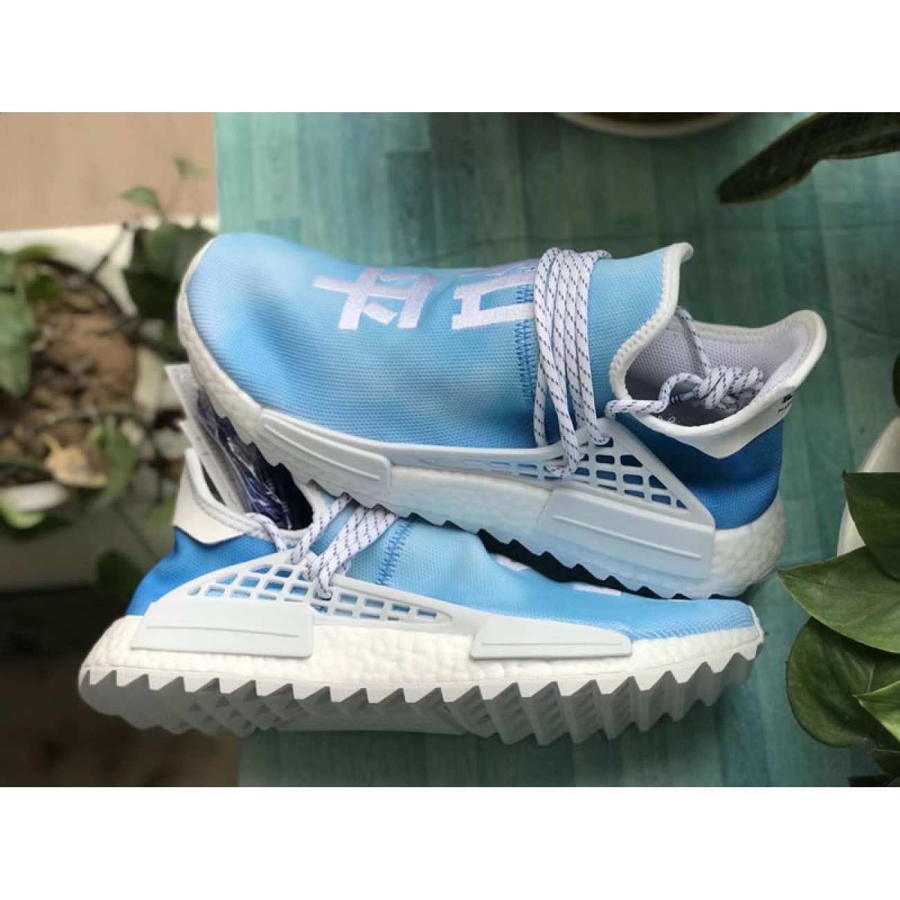 Pharrell Williams PW x Adidas NMD Hu Trail "Peace" Blue China Exclusive F99763