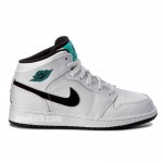 Air Jordan 1 Mid GS Womens "Hyper Jade" AJ1 Black/White/Green 554725-122