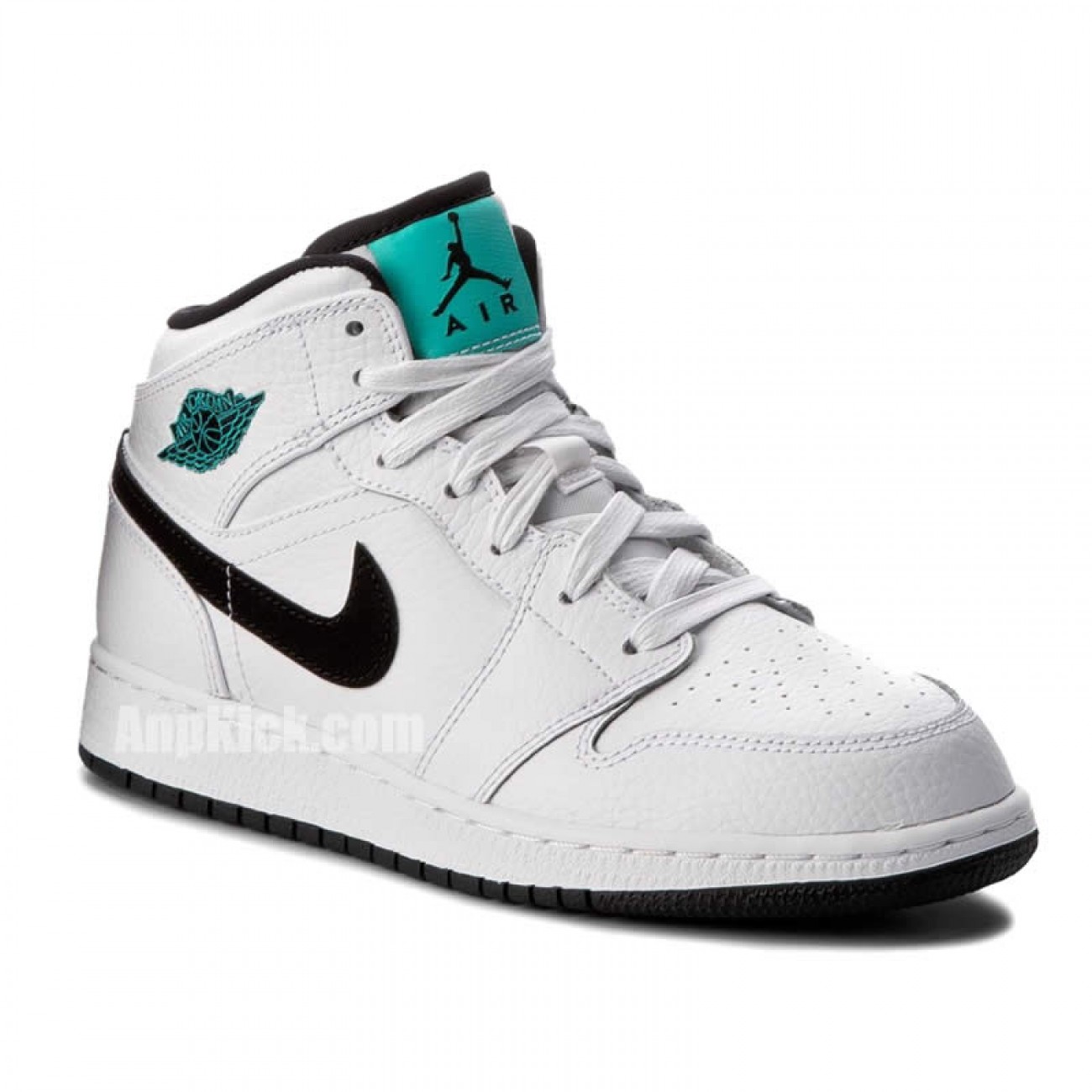 Air Jordan 1 Mid GS Womens "Hyper Jade" AJ1 Black/White/Green 554725-122