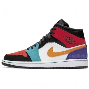 Air Jordan 1 Mid Multi-Color Bred Orange Mens GS Shoes 554724-125