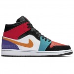 Air Jordan 1 Mid Multi-Color Bred Orange Mens GS Shoes 554724-125