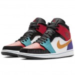 Air Jordan 1 Mid Multi-Color Bred Orange Mens GS Shoes 554724-125