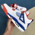 Air Jordan 4 Retro "White/Royal/Orange" Custom Shoes 308497-171