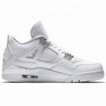 Air Jordan 4 All White/Silver "Pure Money" Mens GS For Sale 308497-100