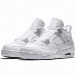 Air Jordan 4 All White/Silver "Pure Money" Mens GS For Sale 308497-100