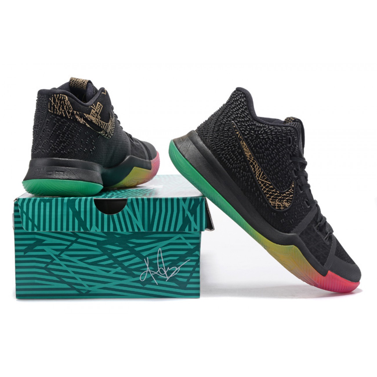 Kyrie 3 "Rainbow" Black/Gold/Colorful