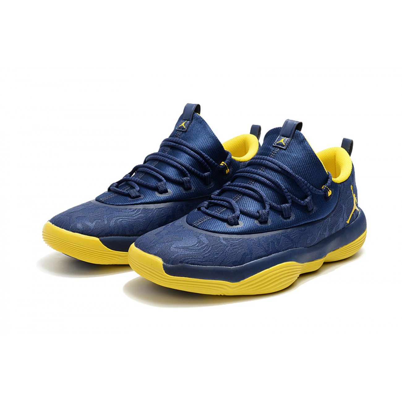 Air Jordan Super Fly Low Basketball Shoes Deep Blue/Yellow