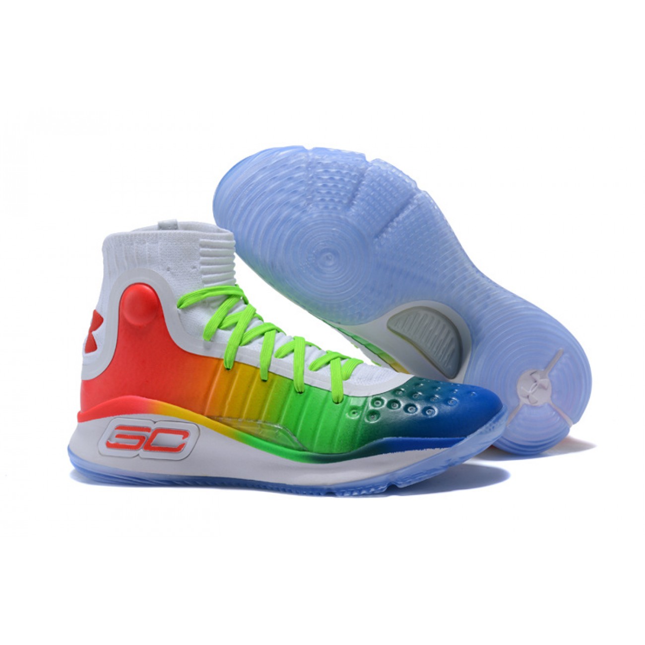 Under Armour UA Curry 4 "Rainbow" White/Green/Orange