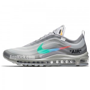 Off-White x Nike Air Max 97 Green Grey Mens Womens Shoes AJ4585-101