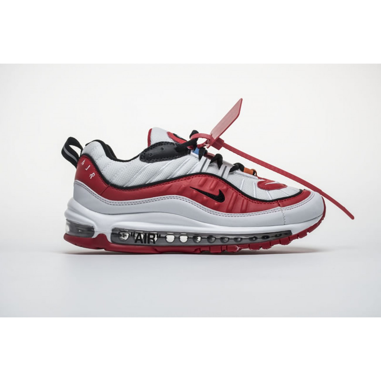 Off-White Virgil Abloh x Nike Air Max 98 White/Red Wmns Mens Size Shoes For Sale AJ6302-113