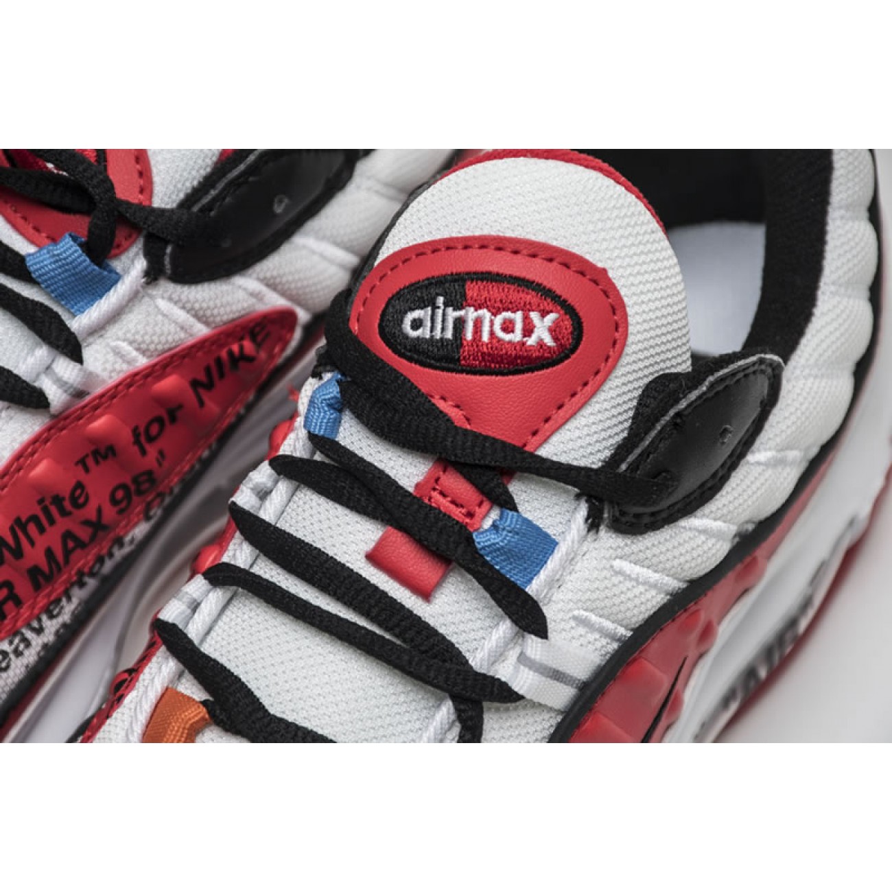 Off-White Virgil Abloh x Nike Air Max 98 White/Red Wmns Mens Size Shoes For Sale AJ6302-113