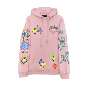 Chrome Hoodie Women Pullover Hip Hop Pink