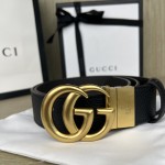 GUCCI Double G Logo Full Grain Reversible 95CM-125CM Belt Leather Black Brown