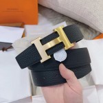 Hermes Full Grain Reversible Belt Leather Black 95CM-125CM