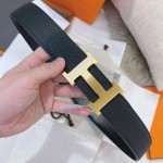 Hermes Full Grain Reversible Belt Leather Black 95CM-125CM