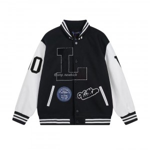 LOUIS VUITTON Black L-Patch Varsity Jacket