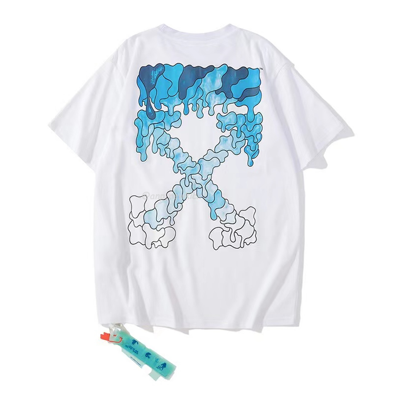 OFF-WHITE White Black Blue Arrow Print Slim T-Shirt