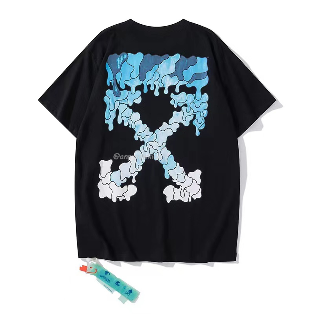 OFF-WHITE White Black Blue Arrow Print Slim T-Shirt